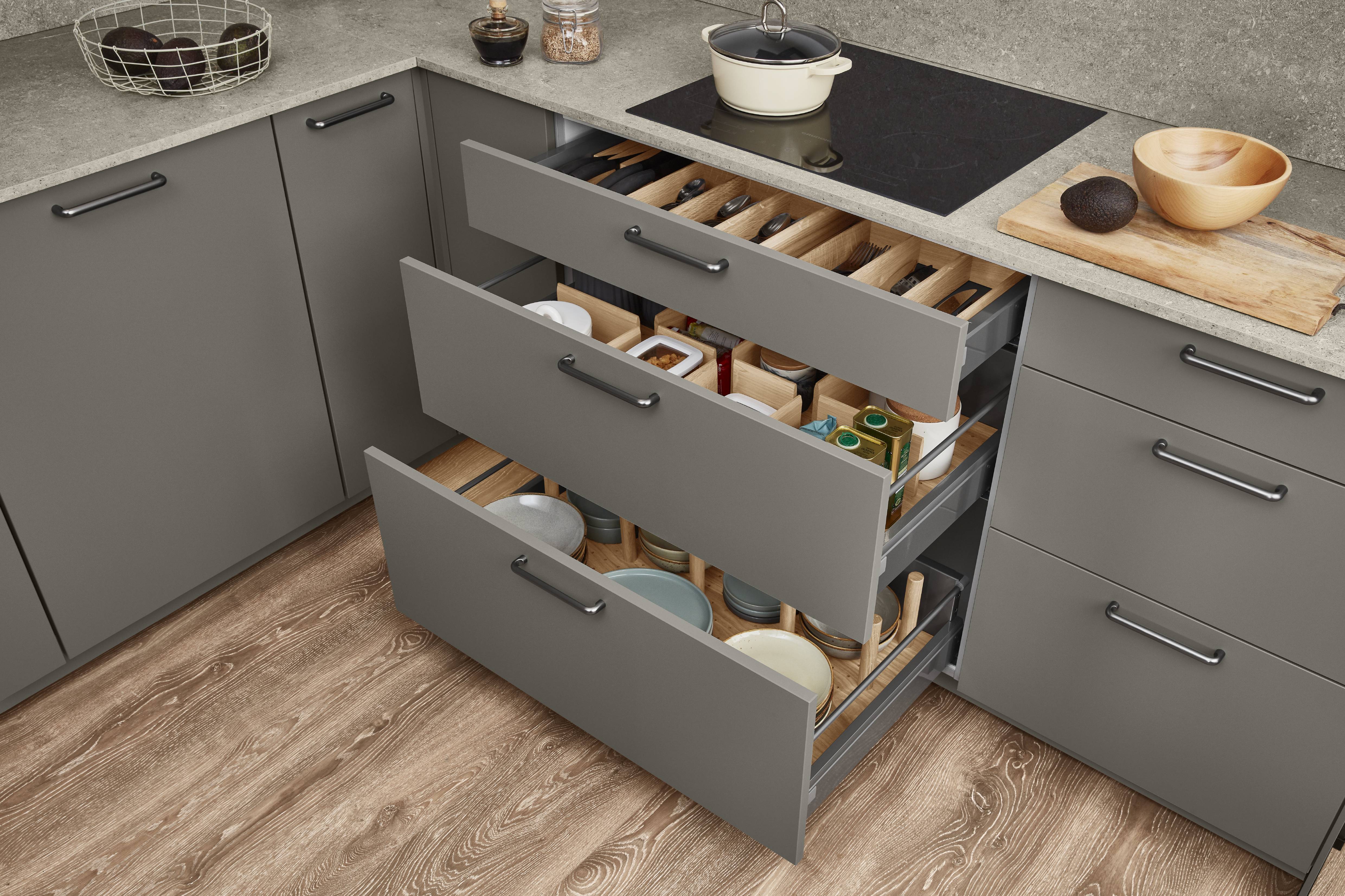 Easytouch offene Schubladen in grau