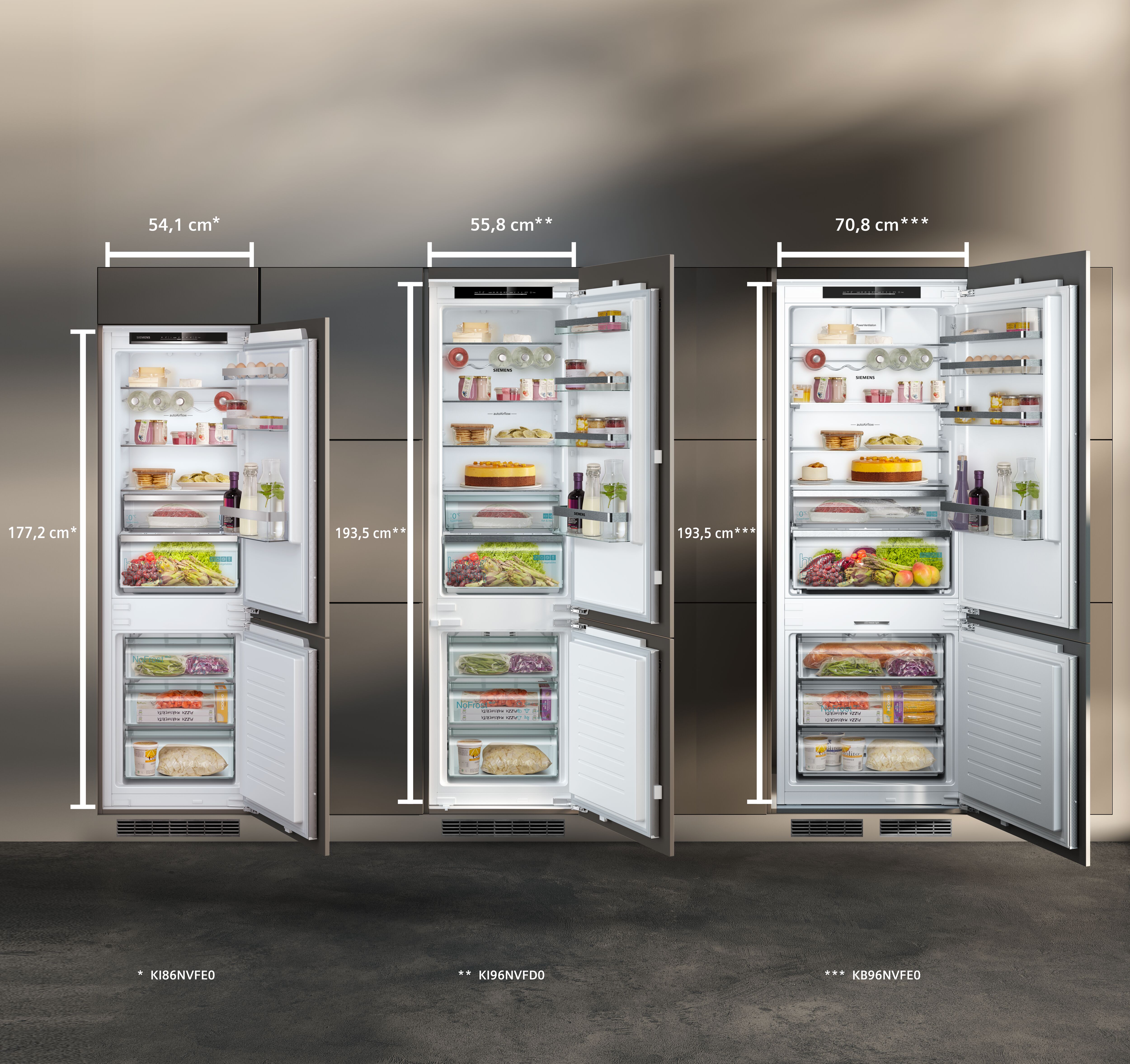 Siemens Kühlschränke Grössenvergleich Standard XL XXL