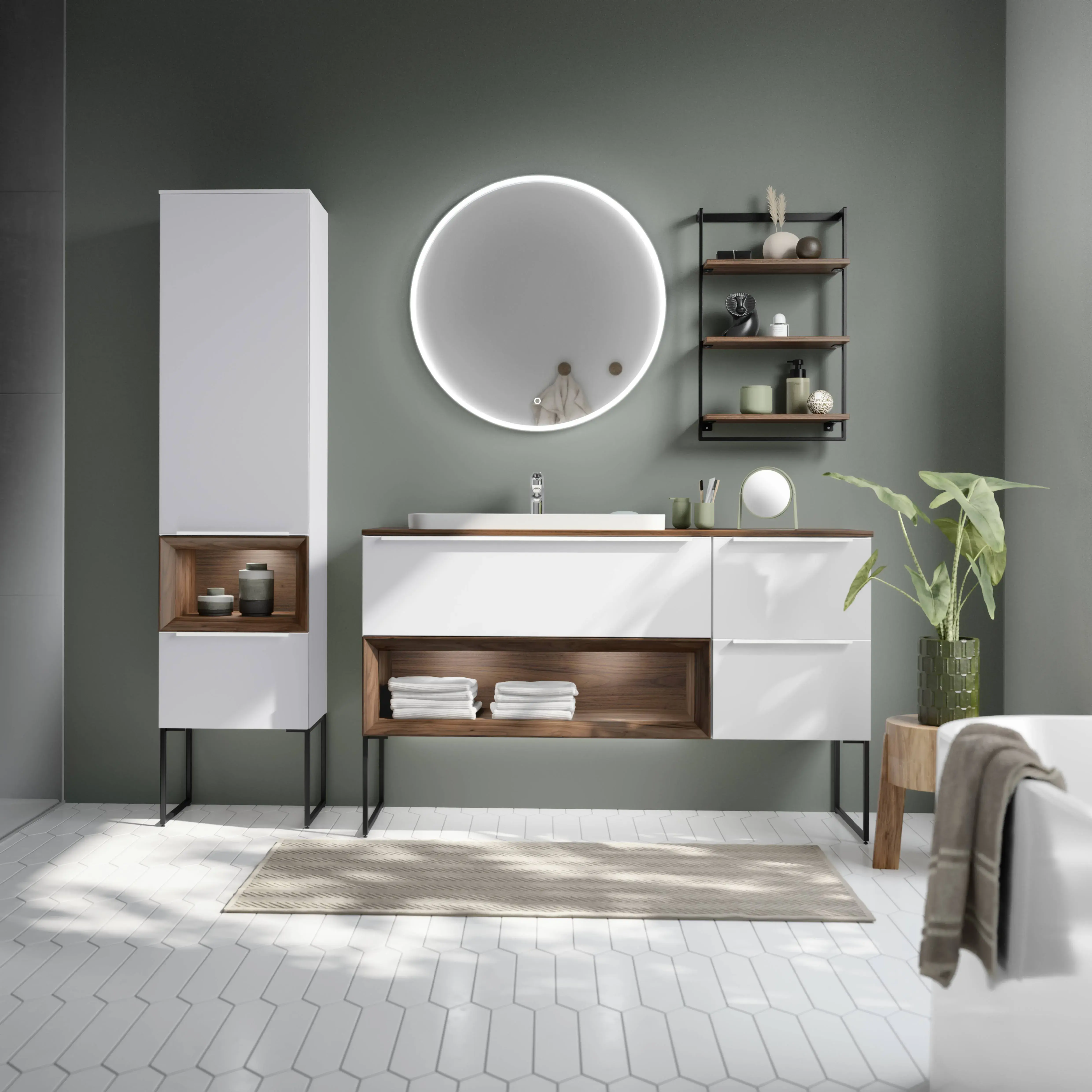 einheitlich designte Badmöbel